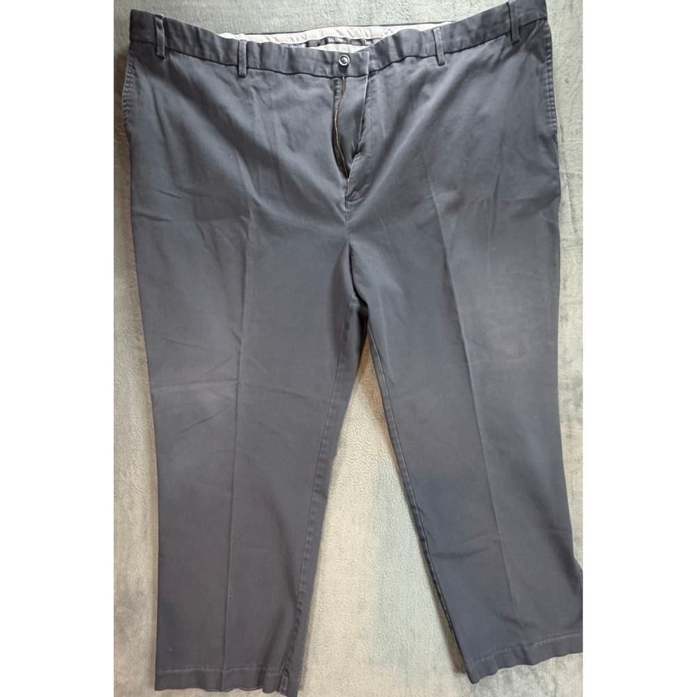 Savane Mens Chino Pants 54x30 Dark Gray Cotton Blend Stretch Flat Front Trousers
